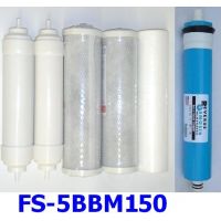 6 pcs 0PPM Water Filter RO+DI Replacement+150GPD #FS-5BBM150