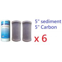 18 pc RO whole house 5" Replacement Filters 6x sediment 12x carb
